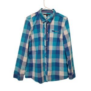 Tommy Hilfiger Blue Classic Casual Plaid Long Sleeve Button Up Shirt Size XL